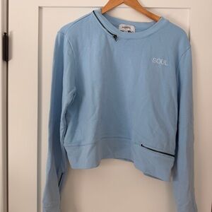 SoulCycle Light Blue Sweatshirt with Zipper Detail